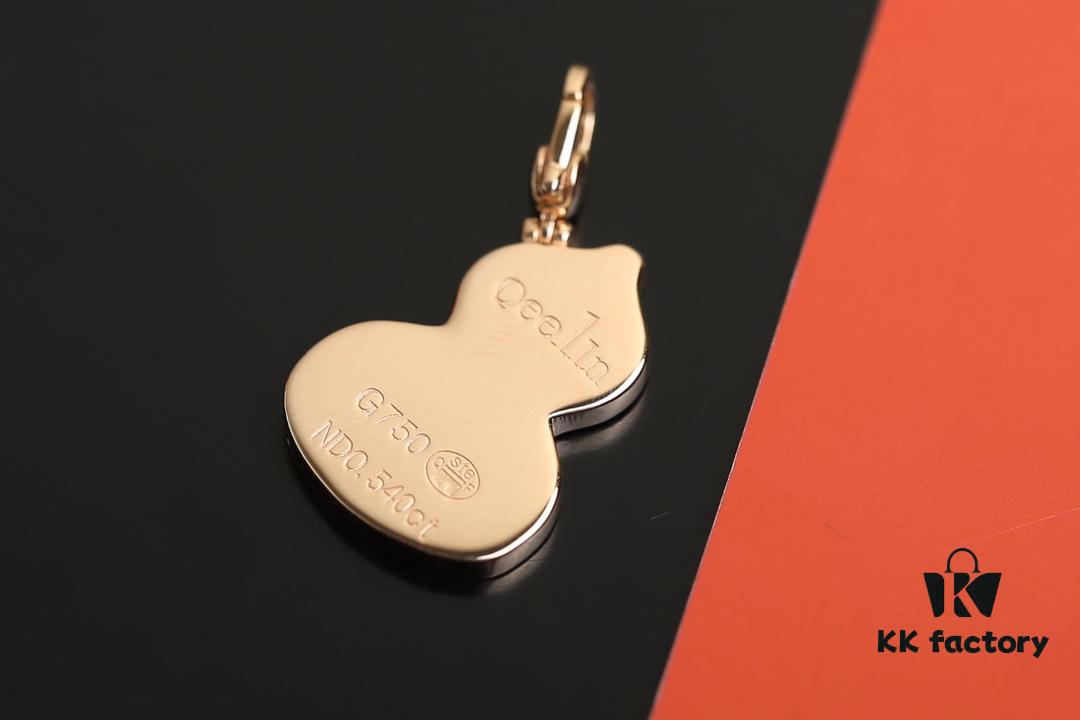 Qeelin Wulu Jade Double Gourd Necklace [Gold-Plated Version]