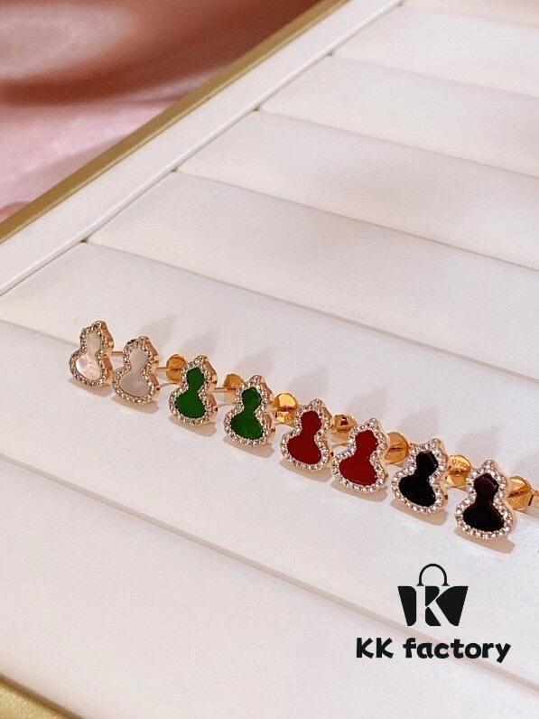 Good Fortune and Double Blessings: Qilin Chinese-Style Mini Gourd Stud Earrings