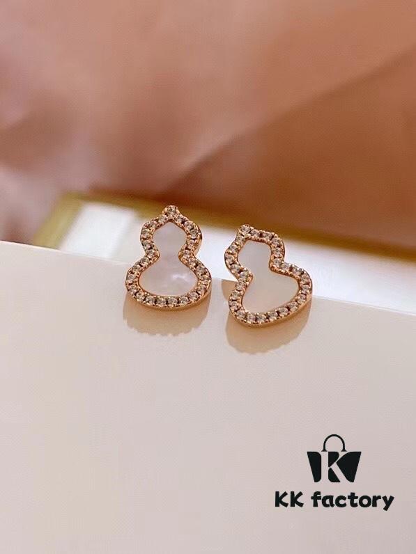 Good Fortune and Double Blessings: Qilin Chinese-Style Mini Gourd Stud Earrings