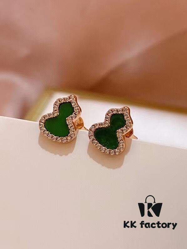 Good Fortune and Double Blessings: Qilin Chinese-Style Mini Gourd Stud Earrings