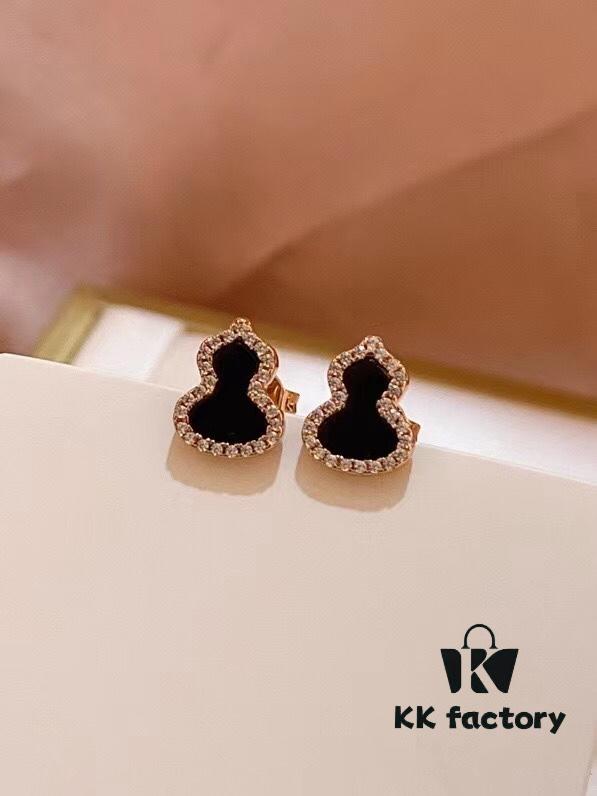 Good Fortune and Double Blessings: Qilin Chinese-Style Mini Gourd Stud Earrings