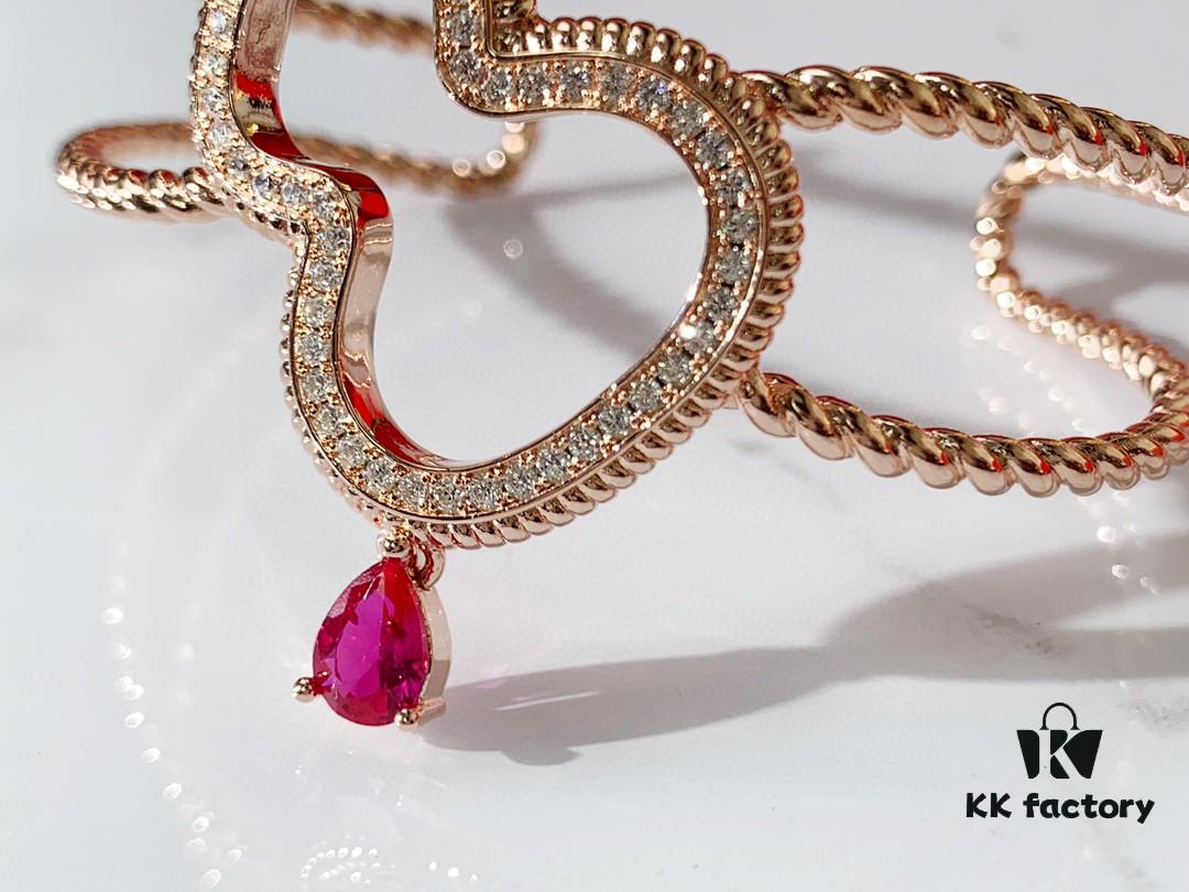 Qeelin Wulu Rose Gold Gourd Open Bangle Bracelet in 925 Sterling Silver with 18K Gold Plating