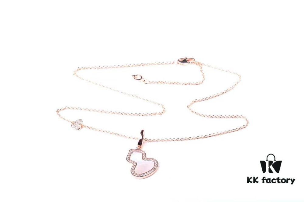 Official Counter Synchronized Luxury Qeelin Jewelry Gourd Necklace, Celebrity Style, Symbolizing Fortune and Prosperity, High-End Custom S925 Silver with Rose Gold Plating, Premium Texture, 45cm Adjustable Chain, Rose Gold, Extremely Stylish and Versatile