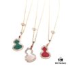 Official Counter Synchronized Luxury Qeelin Jewelry Gourd Necklace, Celebrity Style, Symbolizing Fortune and Prosperity, High-End Custom S925 Silver with Rose Gold Plating, Premium Texture, 45cm Adjustable Chain, Rose Gold, Extremely Stylish and Versatile