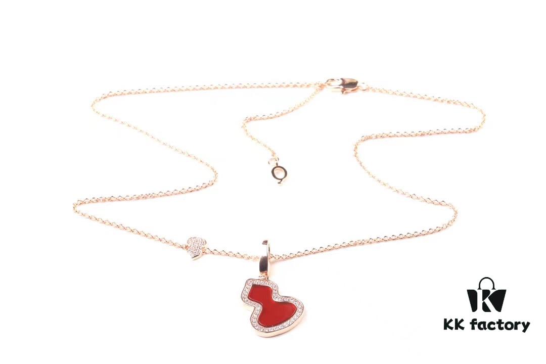 Official Counter Synchronized Luxury Qeelin Jewelry Gourd Necklace, Celebrity Style, Symbolizing Fortune and Prosperity, High-End Custom S925 Silver with Rose Gold Plating, Premium Texture, 45cm Adjustable Chain, Rose Gold, Extremely Stylish and Versatile