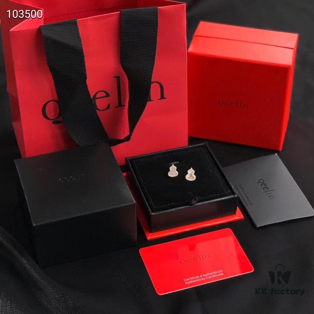 Qeelin Kirin Gourd Necklace and Stud Earrings, Fine Craftsmanship Sterling Silver Version