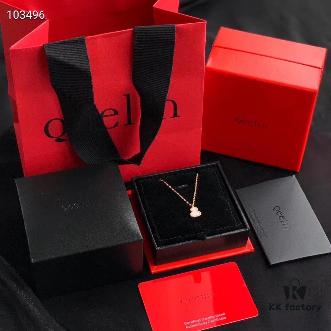 Qeelin Kirin Gourd Necklace and Stud Earrings, Fine Craftsmanship Sterling Silver Version