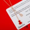 Qeeli@ Kirin Gourd Jewelry Combines Chinese Elements with Modern Design, Red Agate in Wulu Shape Resembles Brilliant Red Leaves and Blooming Flowers, Adorned for Spring Blessings, Crafted in 925 Sterling Silver
