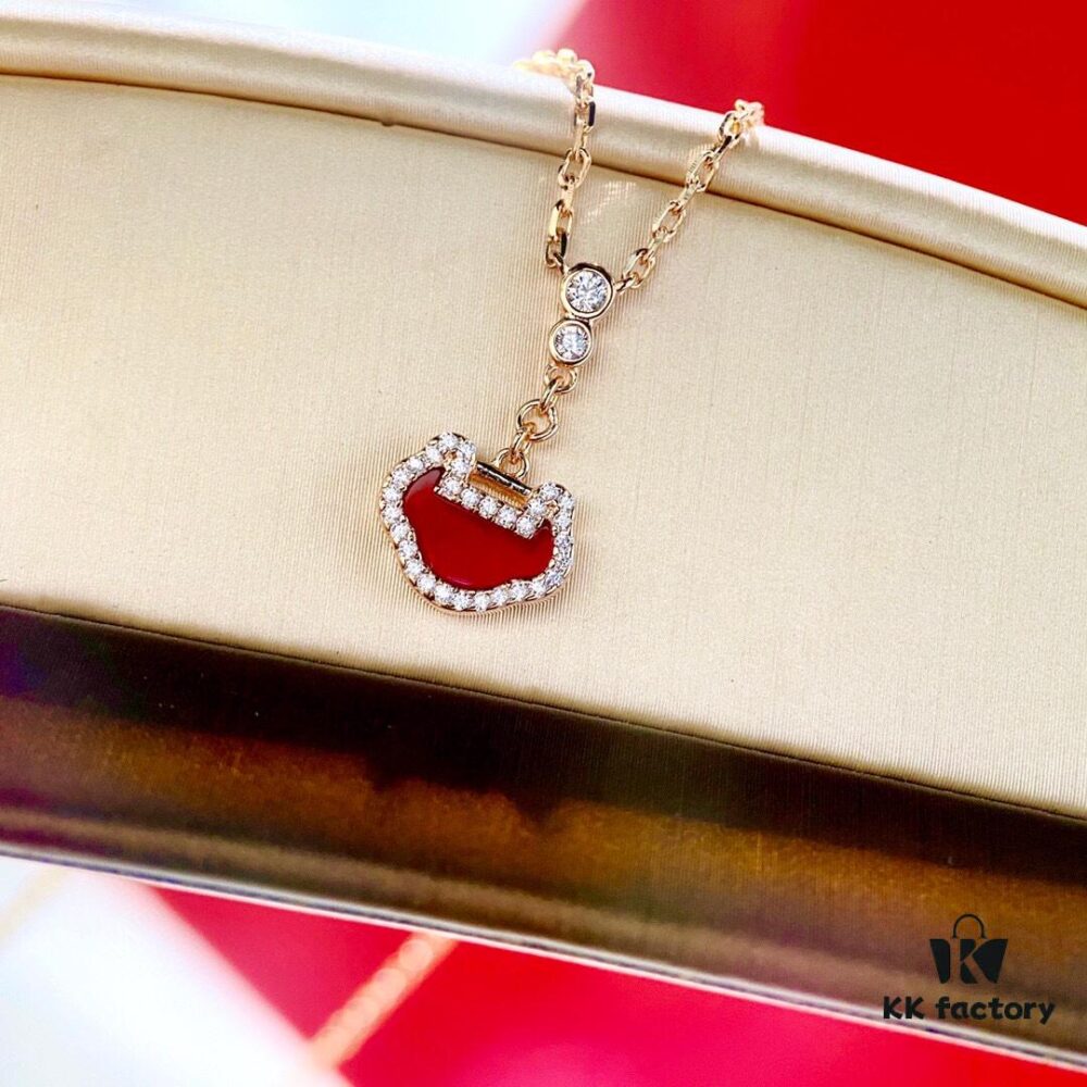 Mini Auspicious Peace Lock Red Agate Set