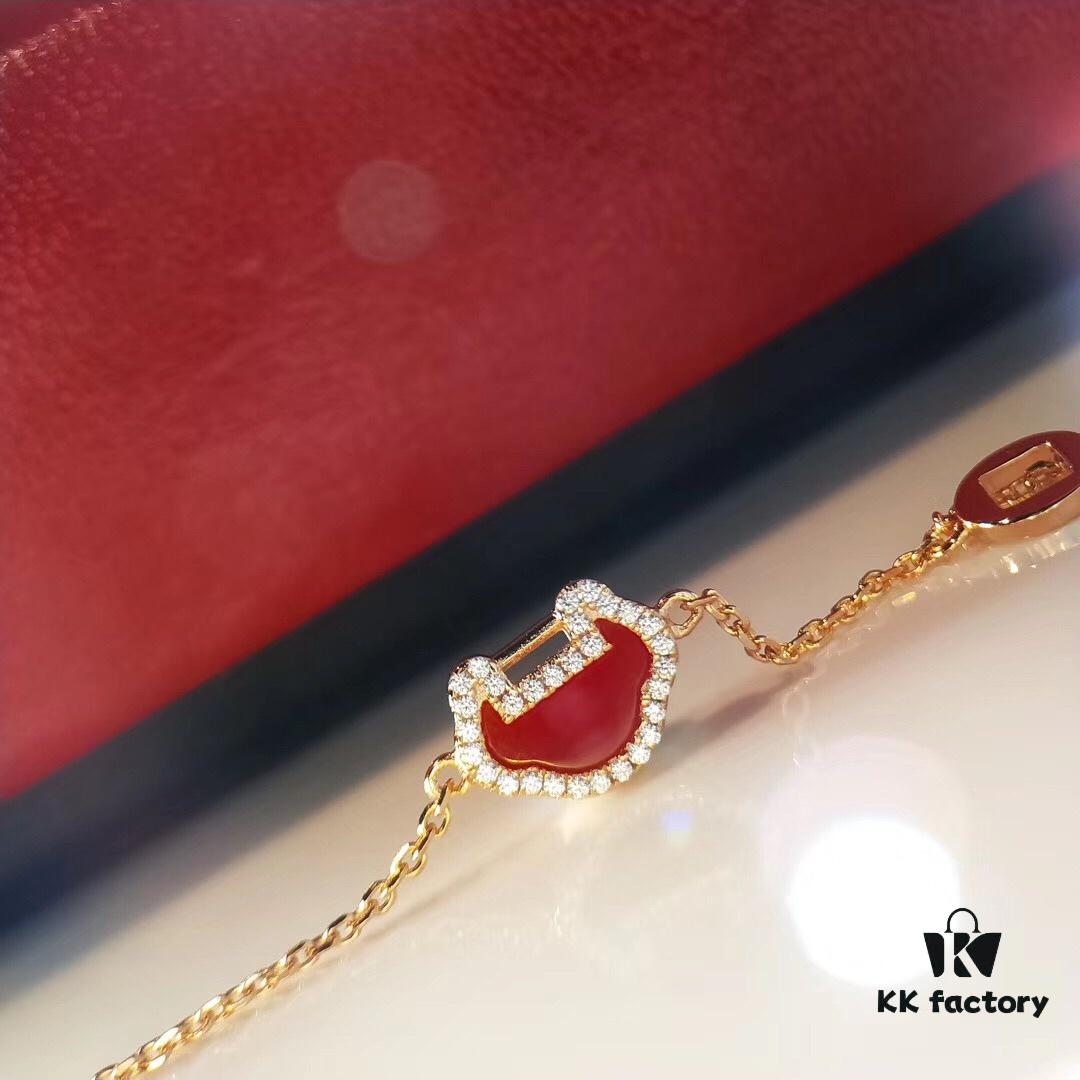 Mini Auspicious Peace Lock Red Agate Set