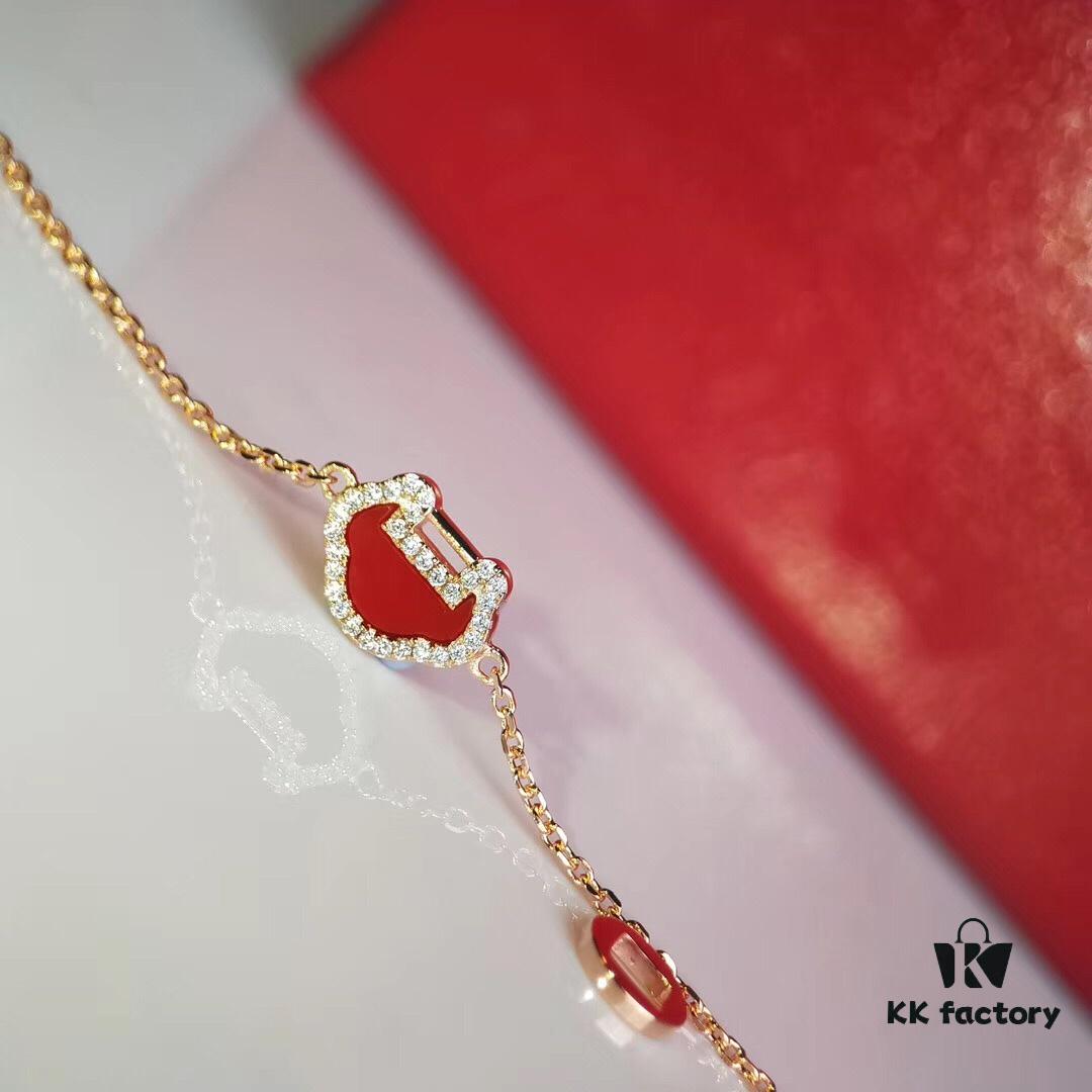 Mini Auspicious Peace Lock Red Agate Set