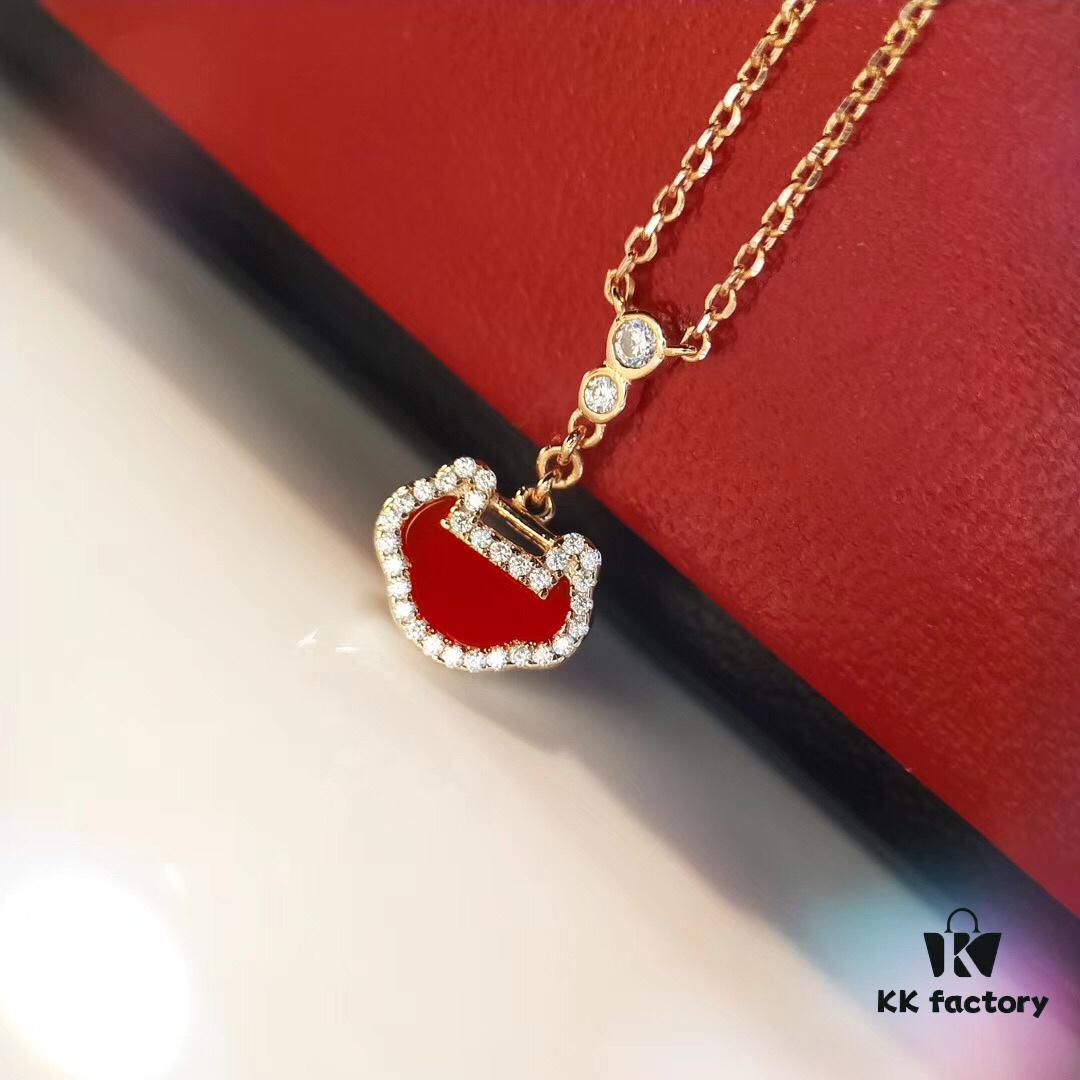 Mini Auspicious Peace Lock Red Agate Set