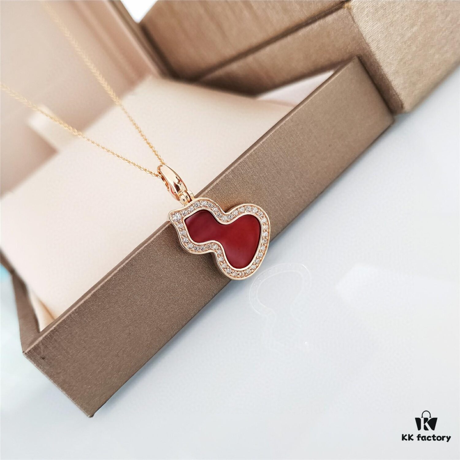 Medium Natural Stone Gourd Necklace ✨ Premium Vermeil Version