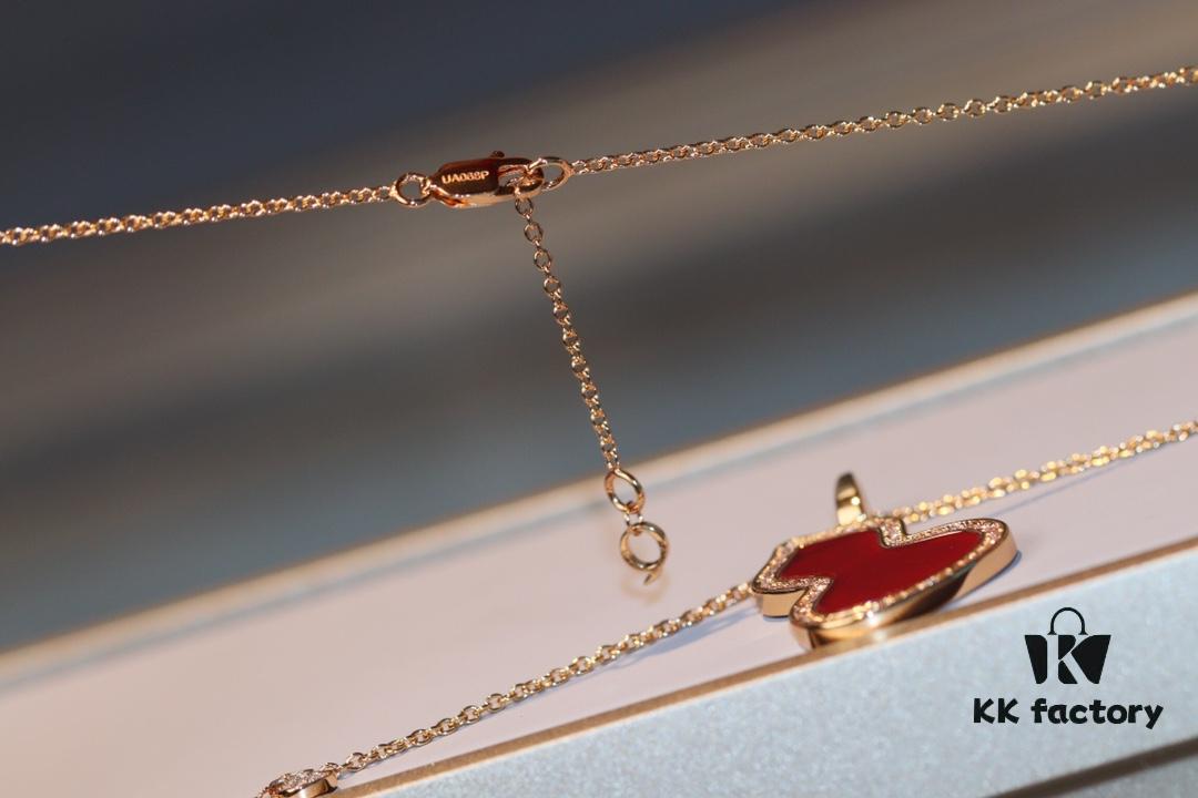 Kirin Gourd Necklace with Detachable Pendant, Natural Carnelian and Jade Options, Diamond-Encrusted Mini Gourd Charm on Chunky Chain