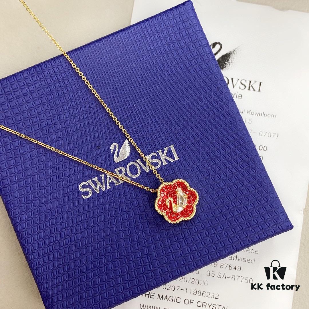 2 pcs Original Design SWAROVSKI 2021 New Year Flower of Fortune Necklace - Chinese New Year Red Limited Edition in Collaboration with The Palace Museum