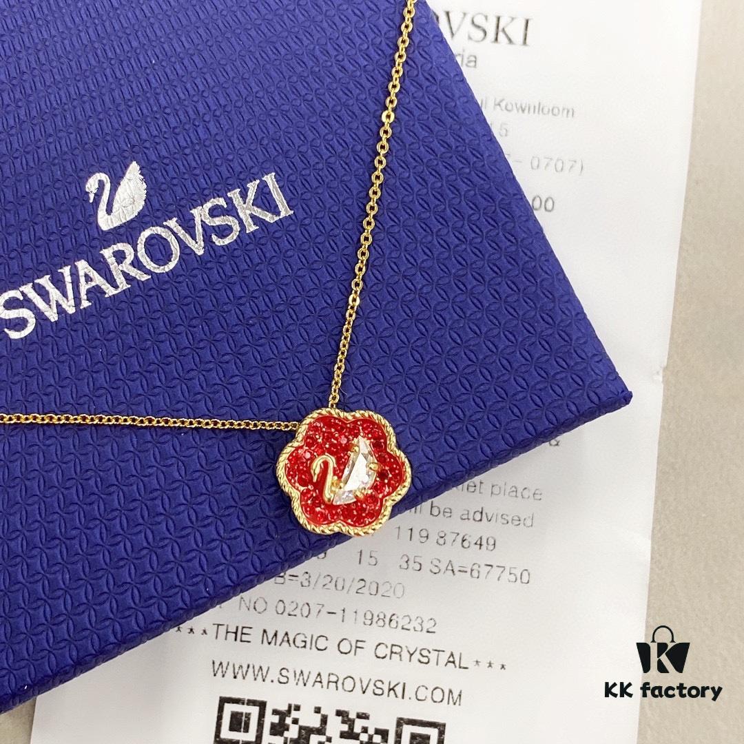 2 pcs Original Design SWAROVSKI 2021 New Year Flower of Fortune Necklace - Chinese New Year Red Limited Edition in Collaboration with The Palace Museum