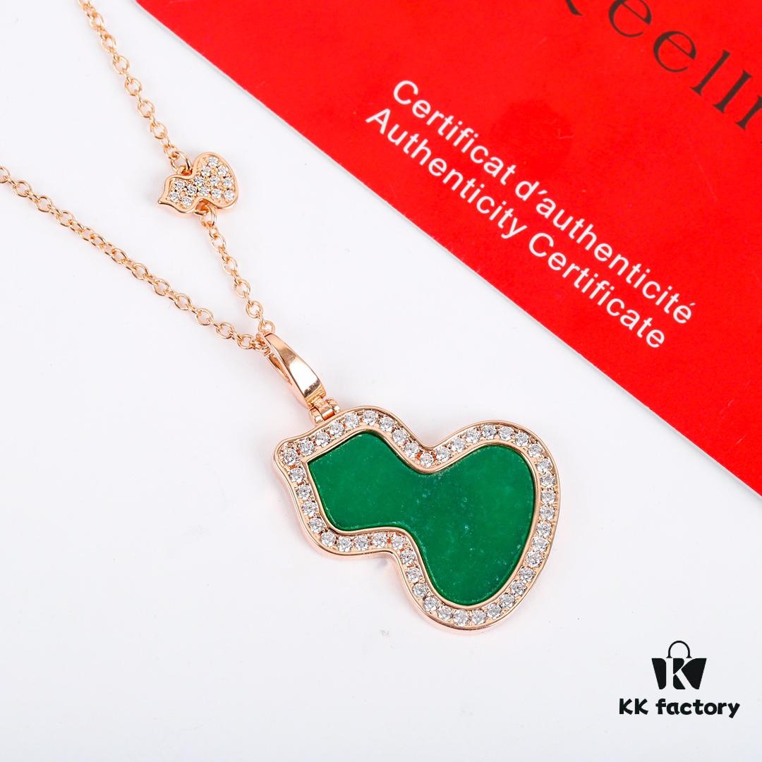 Double Gourd Necklace Qeeli@ Kirin Gourd Jewelry Combines Chinese Elements with Modern Design, Red Agate in Gourd Shape Resembling Vibrant Red Leaves and Blooming Flowers