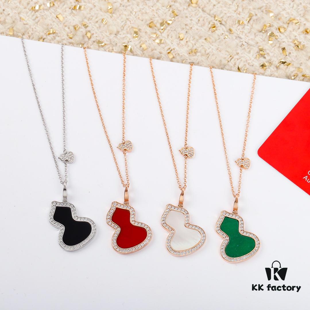 Double Gourd Necklace Qeeli@ Kirin Gourd Jewelry Combines Chinese Elements with Modern Design, Red Agate in Gourd Shape Resembling Vibrant Red Leaves and Blooming Flowers