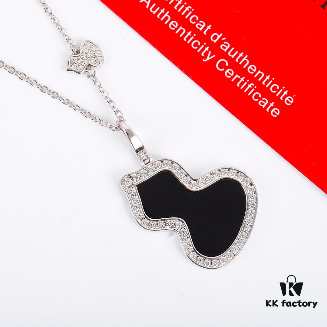 Double Gourd Necklace Qeeli@ Kirin Gourd Jewelry Combines Chinese Elements with Modern Design, Red Agate in Gourd Shape Resembling Vibrant Red Leaves and Blooming Flowers