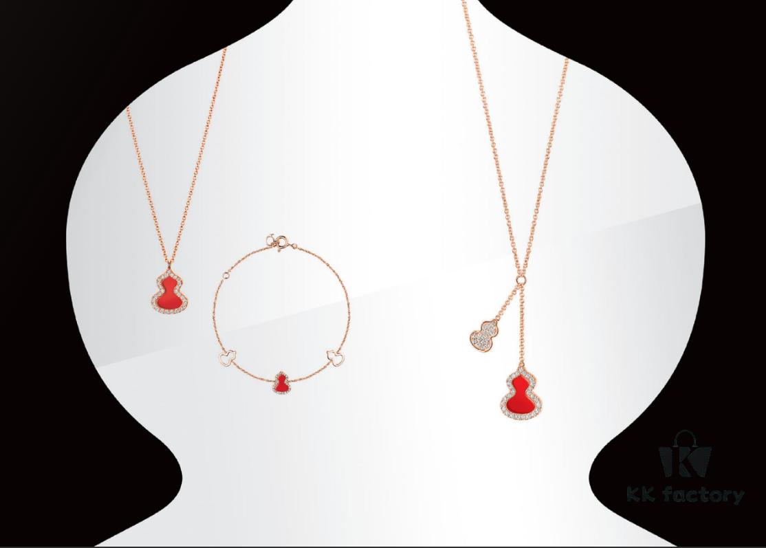 Kirin Gourd Pendant Necklace with Tassel - V Gold Plated 18K, Embedded with High-Carbon Brilliant Cut Diamonds and Natural Green Jade, White Agate, Red Carnelian