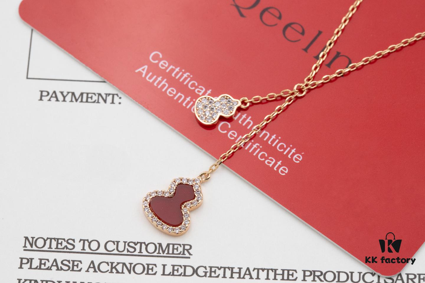 Kirin Gourd Pendant Necklace with Tassel - V Gold Plated 18K, Embedded with High-Carbon Brilliant Cut Diamonds and Natural Green Jade, White Agate, Red Carnelian