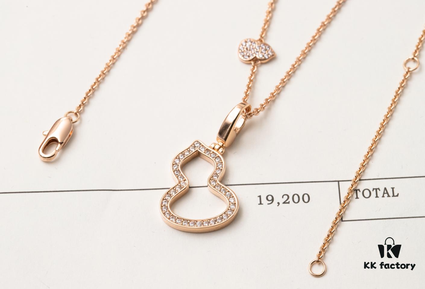 Kirin Inlaid Diamond Hollow-out Gourd - Necklace