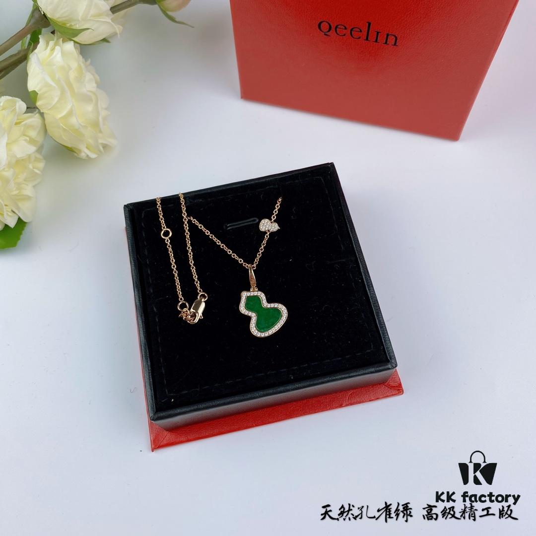 Kirin Gourd Necklace, Stylish and Versatile with Thick Gold Plating, Real Gold Look, Eight-Heart Eight-Arrow High-Carbon Diamond, Small and Exquisite