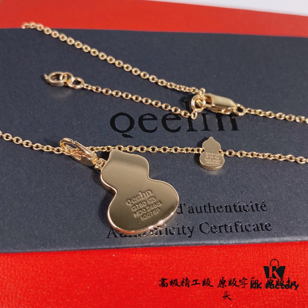 Kirin Gourd Necklace, Stylish and Versatile with Thick Gold Plating, Real Gold Look, Eight-Heart Eight-Arrow High-Carbon Diamond, Small and Exquisite