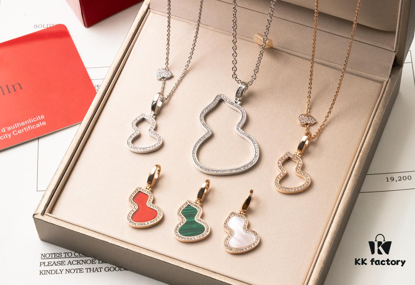 Kirin Inlaid Diamond Hollow-out Gourd - Necklace