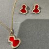 Qeelin Wulu Medium Gourd Pendant and Earrings in Red Carnelian