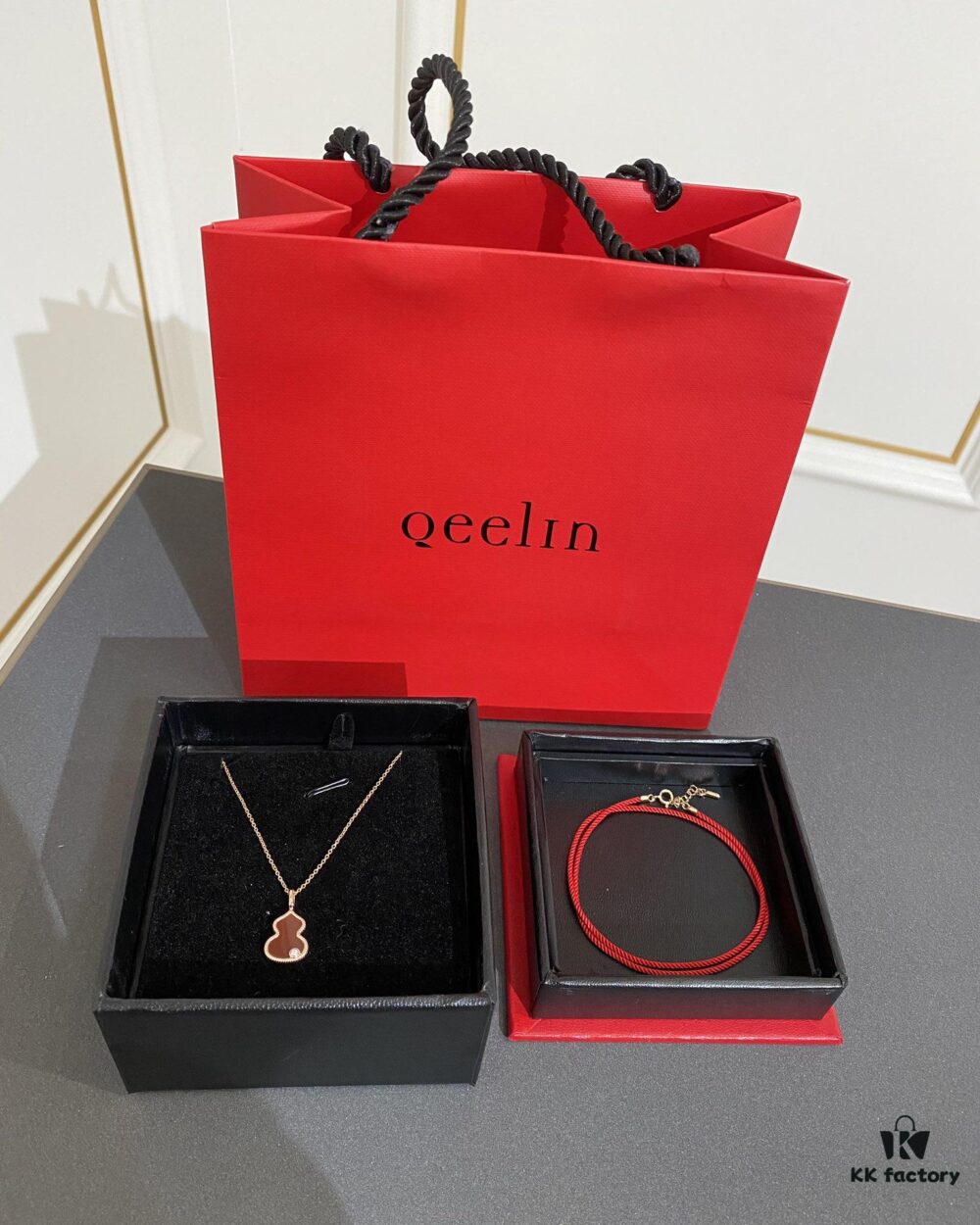 Exceptional! Mr. Bag × Q Limited Edition Collab Necklace with Pendant and Red String