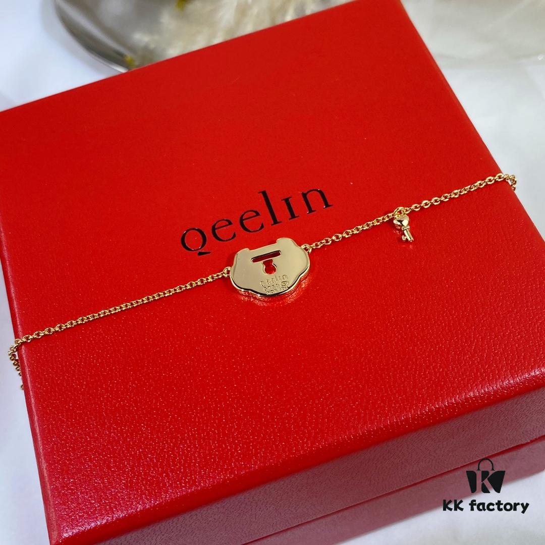 New Arrival V Gold Plated Mimi Gold Large Kylin Ruyi Lock Bracelet, Fashion Meets Tradition, Unique and Eye-Catching Design