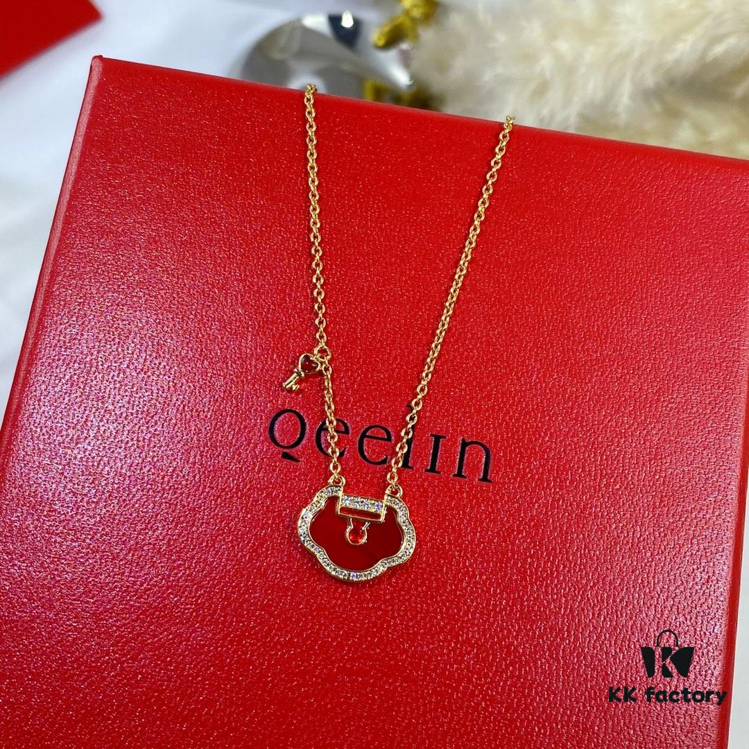 New Arrival V Gold Plated Mi Gold Large Qilin Ruyi Lock Necklace, Fashion Meets Tradition, Unique and Eye-Catching Design