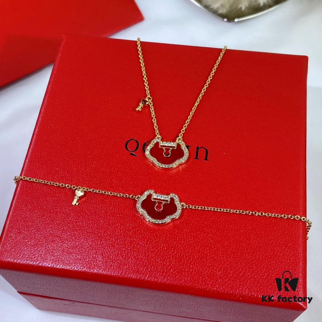 New Arrival V Gold Plated Mi Gold Large Qilin Ruyi Lock Necklace, Fashion Meets Tradition, Unique and Eye-Catching Design