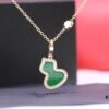 Lucky Gourd Green Jade Necklace - Limited Edition Rose Gold Plated V-Gold Jewelry