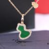 Lucky Gourd Green Jade Necklace - Limited Edition Rose Gold Plated V-Gold Jewelry