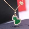 Lucky Gourd Green Jade Necklace - Limited Edition Rose Gold Plated V-Gold Jewelry