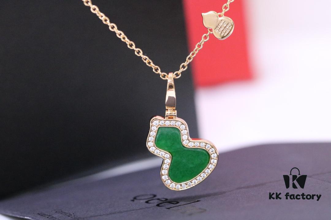 Lucky Gourd Green Jade Necklace - Limited Edition Rose Gold Plated V-Gold Jewelry