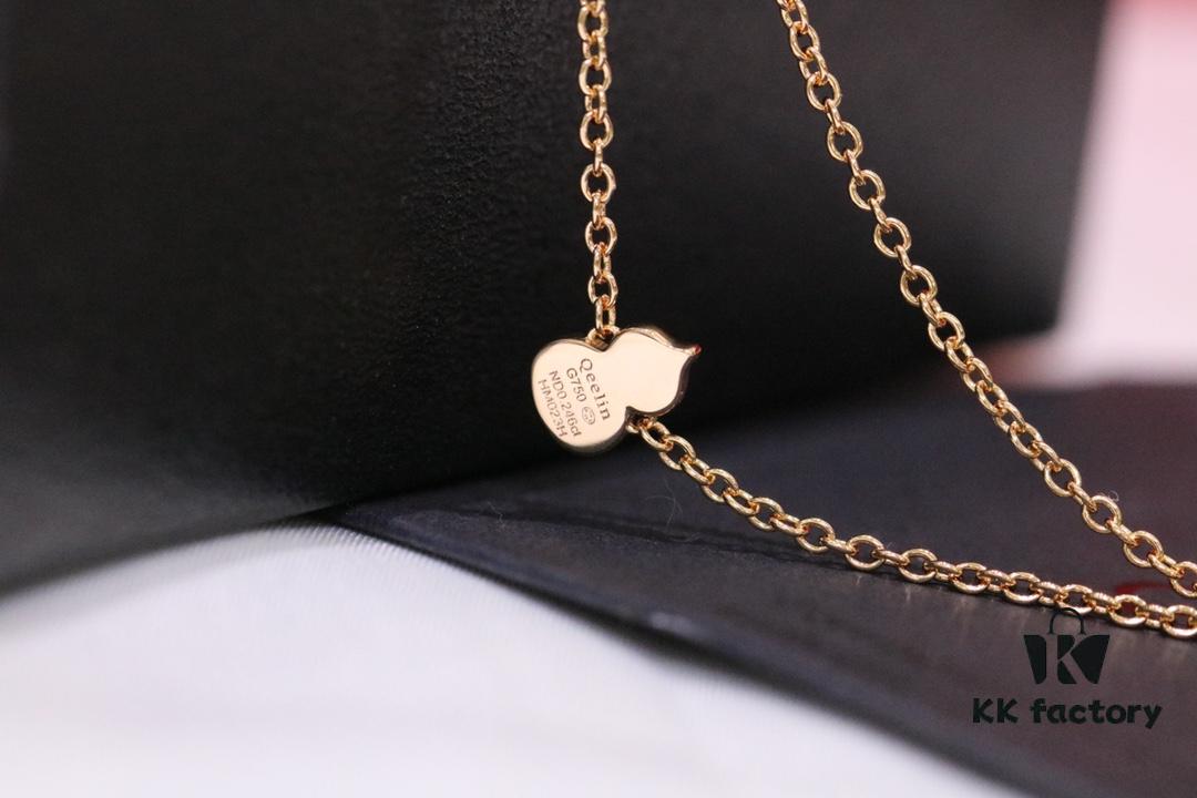 Lucky Gourd Green Jade Necklace - Limited Edition Rose Gold Plated V-Gold Jewelry