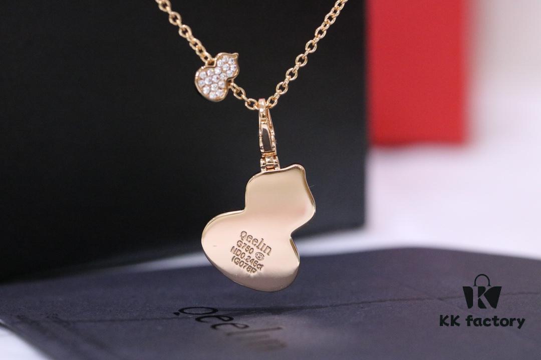 Lucky Gourd Green Jade Necklace - Limited Edition Rose Gold Plated V-Gold Jewelry