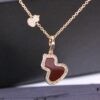 Large Red Agate Gourd Necklace in V-Gold Plated 18K Thick Gold
