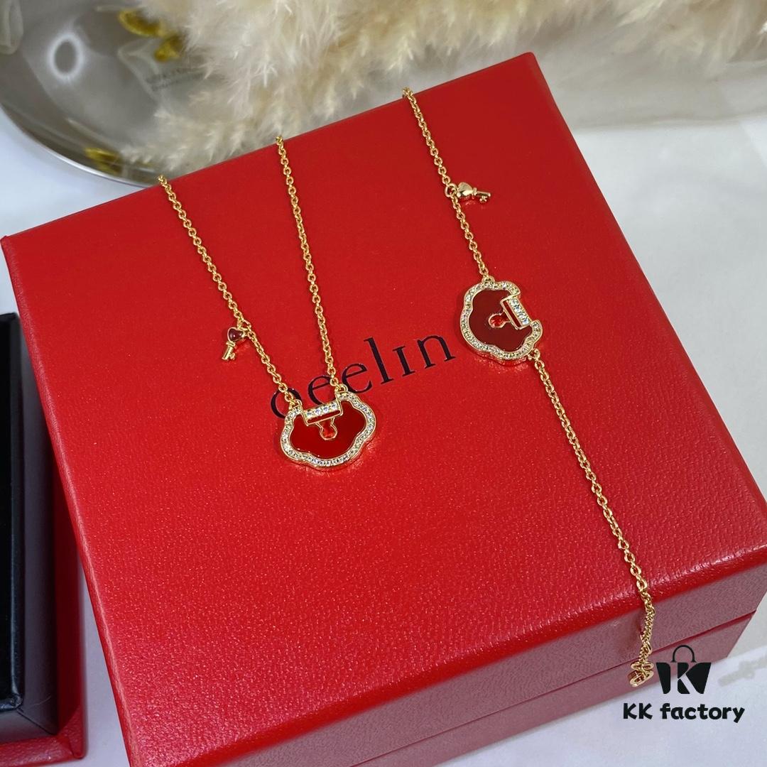 New Arrival V Gold Plated Mi Gold Large Qilin Ruyi Lock Necklace, Fashion Meets Tradition, Unique and Eye-Catching Design