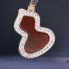 Large Red Agate Gourd Necklace in V-Gold Plated 18K Thick Gold