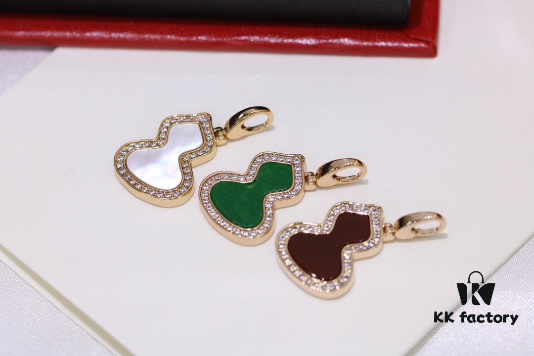 Qeeli*n Sanse Hulutao (Three-Color Gourd), Medium Size, New Hot-Selling Design with Individually Matched Cabochons