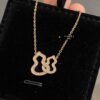 New Arrival Qeeli* Double Gourd Full Diamond Pendant Necklace, Rose Gold/Silver