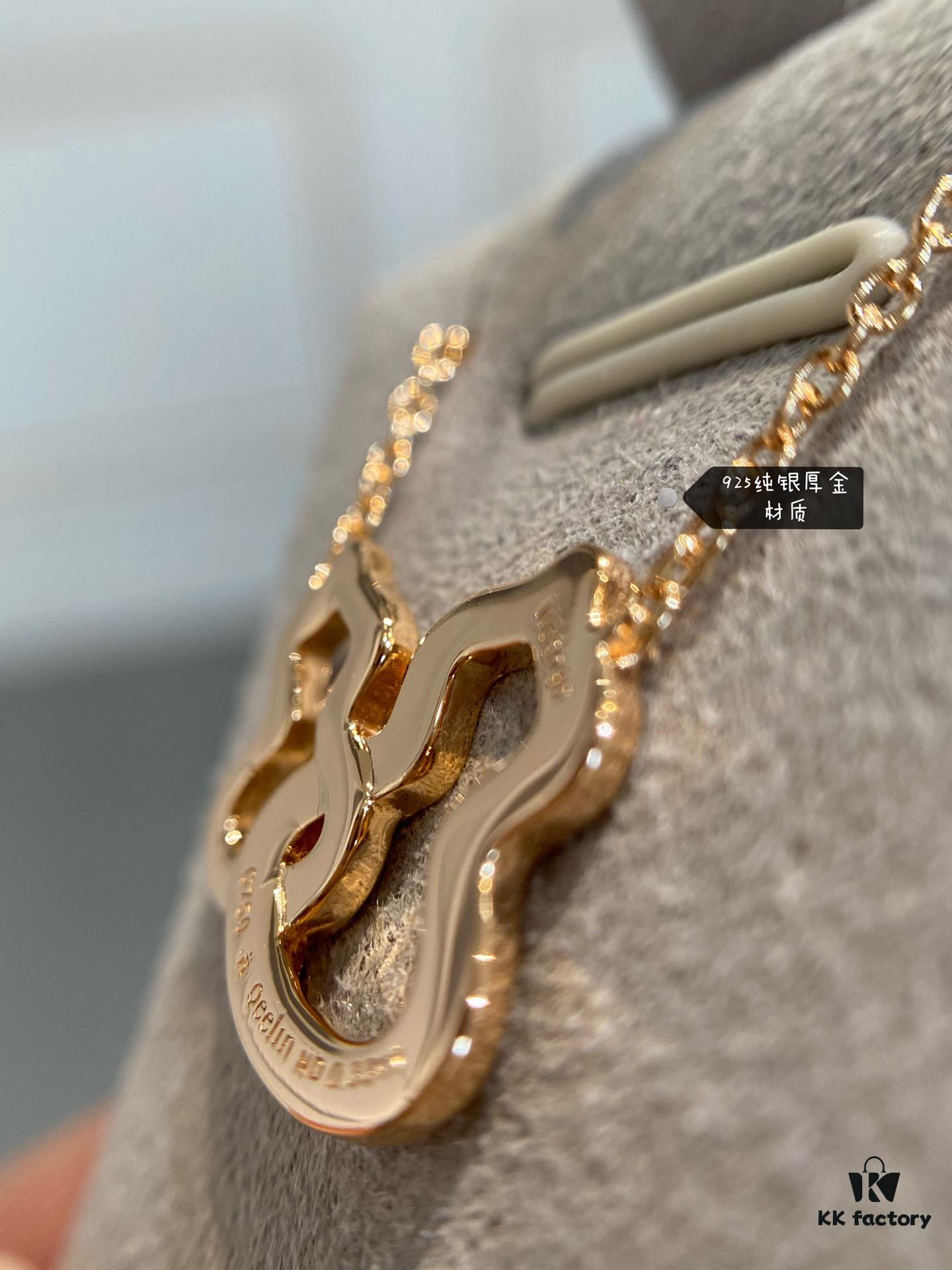 New Arrival Qeeli* Double Gourd Full Diamond Pendant Necklace, Rose Gold/Silver