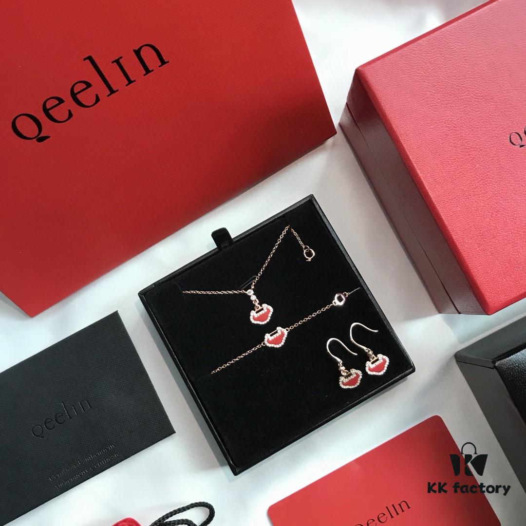 Kirin Gourd Set: Necklace, Bracelet, and Stud Earrings