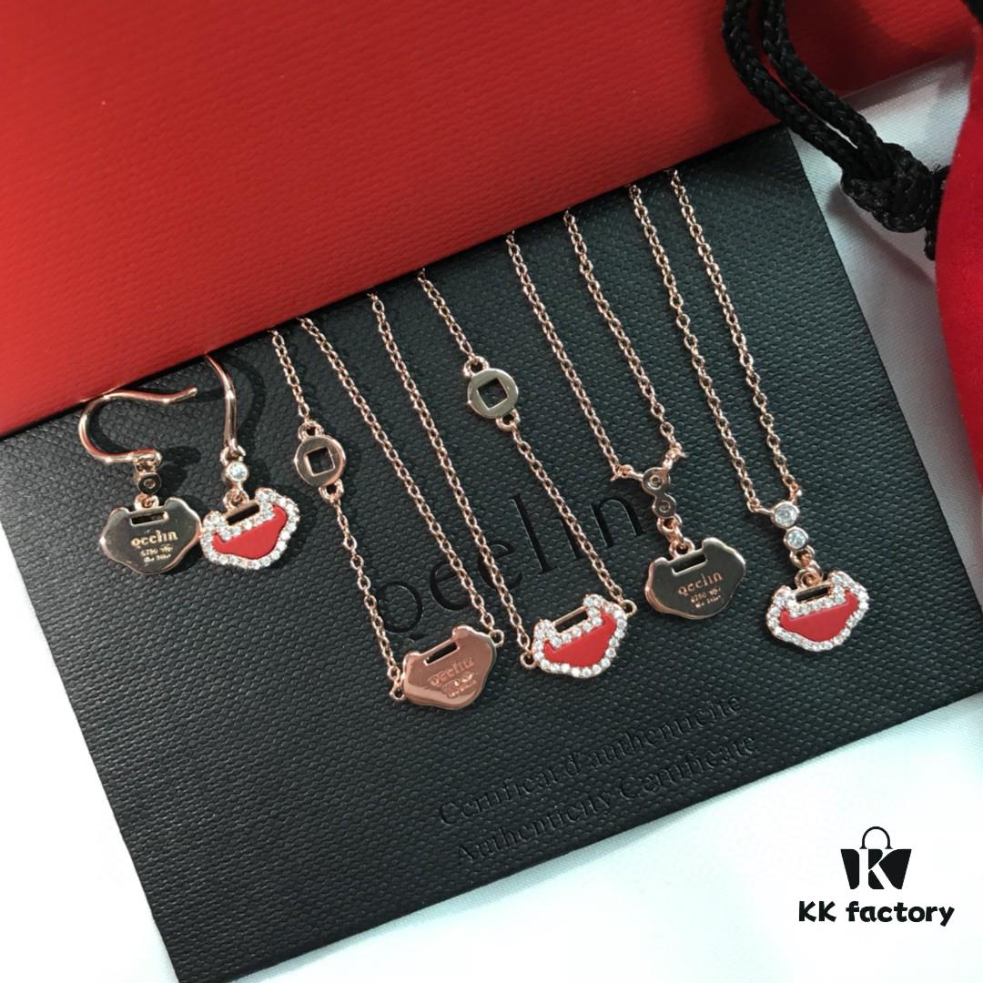 Kirin Gourd Set: Necklace, Bracelet, and Stud Earrings
