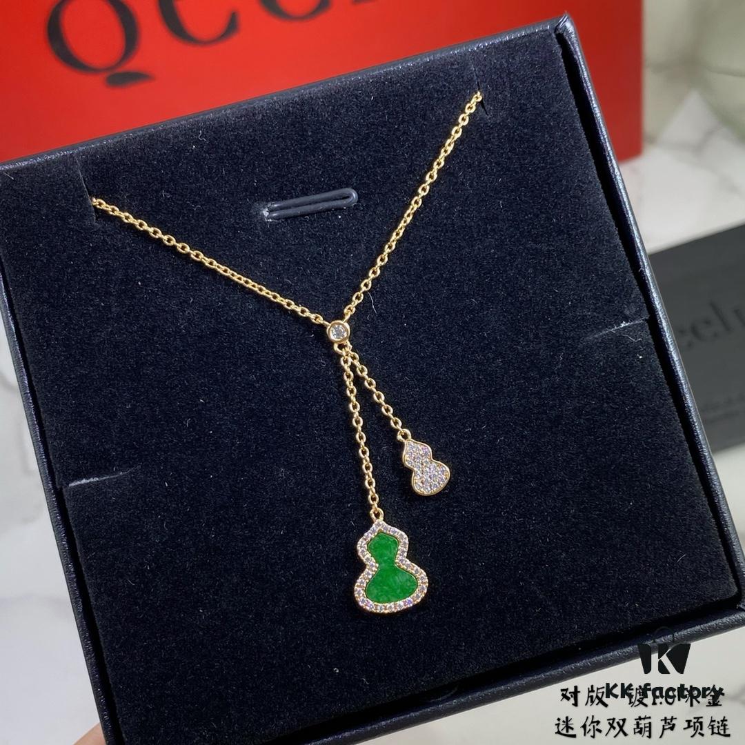 New Arrival V Gold Plated 1.0 Micron Gold Mini Kylin Double Gourd Necklace, Stylish and Versatile with Premium Look