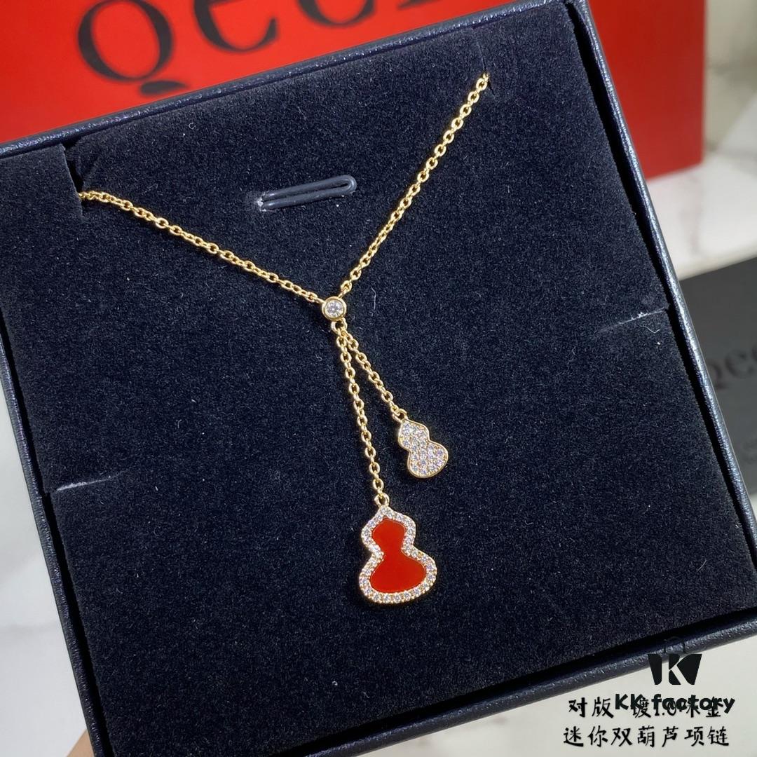 New Arrival V Gold Plated 1.0 Micron Gold Mini Kylin Double Gourd Necklace, Stylish and Versatile with Premium Look